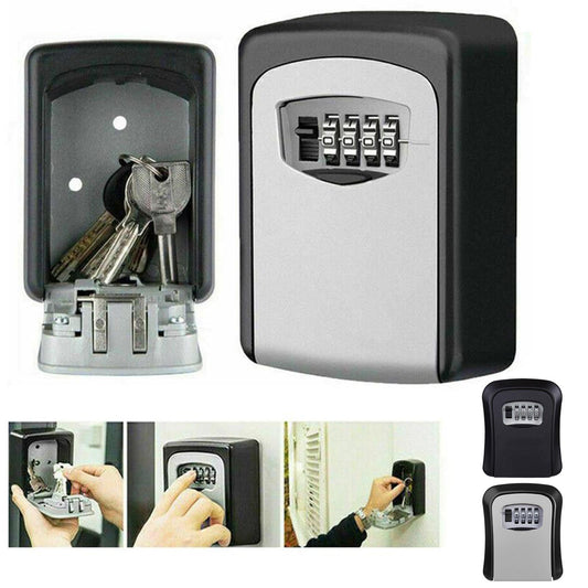 Misterolina Wall Mount 4 Digits Combination Waterproof Outdoor Key Hider Safe, Black/Gray, 11.5 X 9.5 X 4 cm