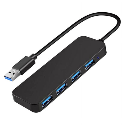 4-Port USB 3.0 Splitter Hub, Plastic Black
