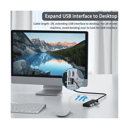 4-Port USB 3.0 Splitter Hub, Plastic Black