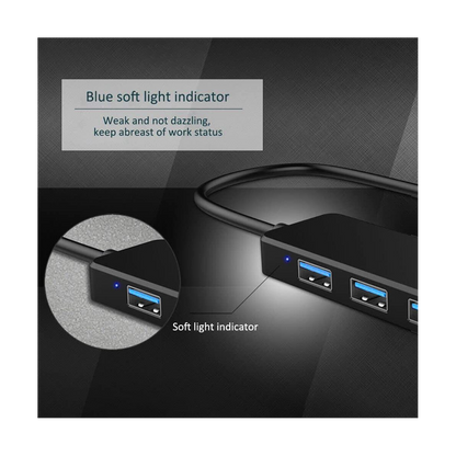 4-Port USB 3.0 Splitter Hub, Plastic Black