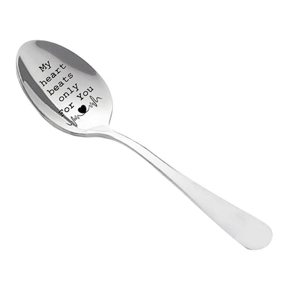 Clearance! JWDX Tableware Clearance Engraved Spoon Wonderful Present for Lover Couple and Girlfriend Boyfriend Tableware Coffee Spoons with Engraving B