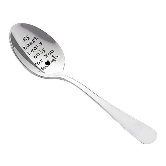 Clearance! JWDX Tableware Clearance Engraved Spoon Wonderful Present for Lover Couple and Girlfriend Boyfriend Tableware Coffee Spoons with Engraving B