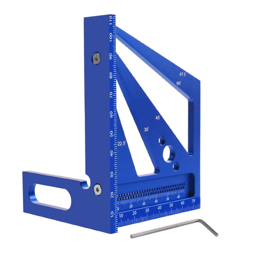 JWDX Measuring Tools Clearance! The Fourth Generation Carpenter'S Square Ruler Triangle Ruler Aluminum Alloy Square Ruler Right Angle Ruler Marking Ruler Hole Ruler Measurement Layout Blue