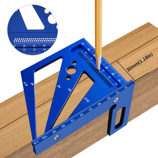JWDX Measuring Tools Clearance! The Fourth Generation Carpenter'S Square Ruler Triangle Ruler Aluminum Alloy Square Ruler Right Angle Ruler Marking Ruler Hole Ruler Measurement Layout Blue