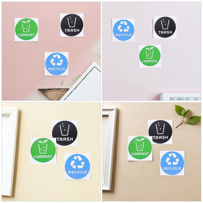 SWETRACE Trash Bin Sticker Multi PVC Adhesive Sticker 12Pcs Recycling Symbols Household Use