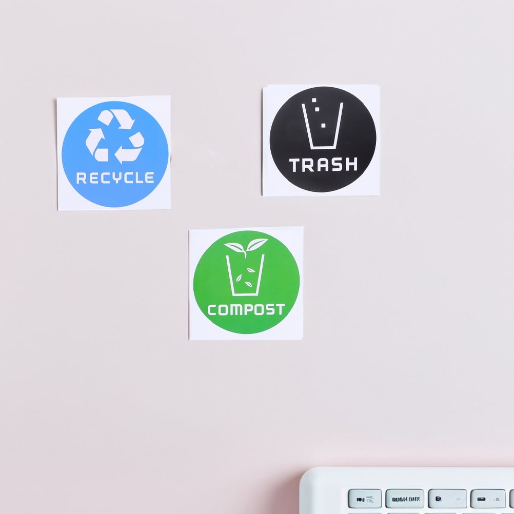 SWETRACE Trash Bin Sticker Multi PVC Adhesive Sticker 12Pcs Recycling Symbols Household Use