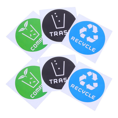 SWETRACE Trash Bin Sticker Multi PVC Adhesive Sticker 12Pcs Recycling Symbols Household Use