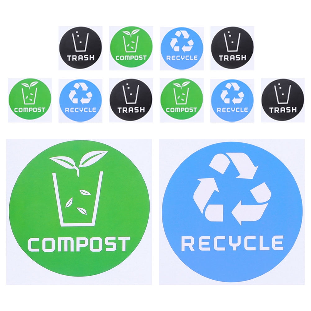 SWETRACE Trash Bin Sticker Multi PVC Adhesive Sticker 12Pcs Recycling Symbols Household Use