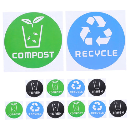 SWETRACE Trash Bin Sticker Multi PVC Adhesive Sticker 12Pcs Recycling Symbols Household Use