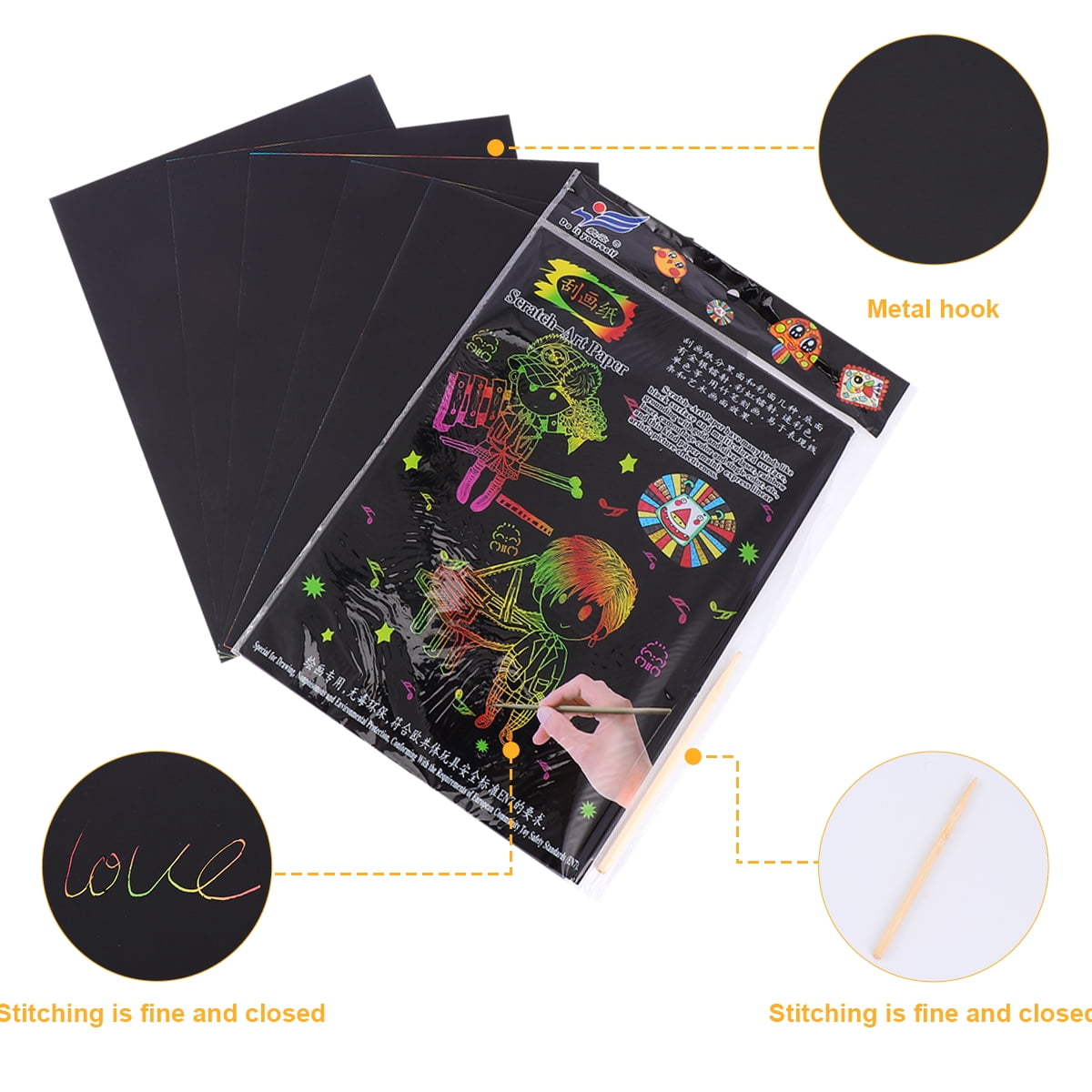 2 Pack of 10pcs Scratch Paper Scratching Drawing Paper Black Scratch Crafts Notes Boards Scratch Supplies 30X21cm Black