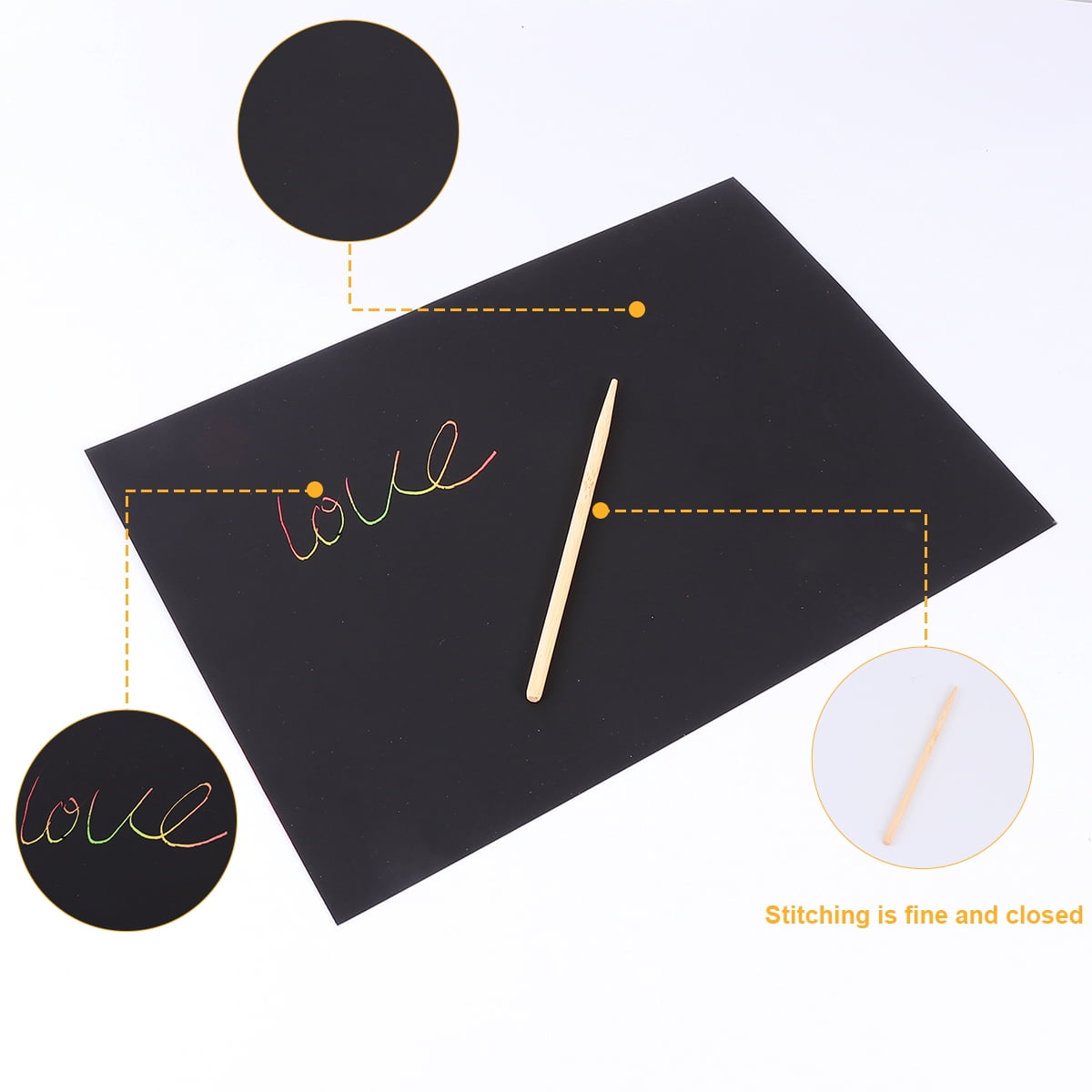 2 Pack of 10pcs Scratch Paper Scratching Drawing Paper Black Scratch Crafts Notes Boards Scratch Supplies 30X21cm Black