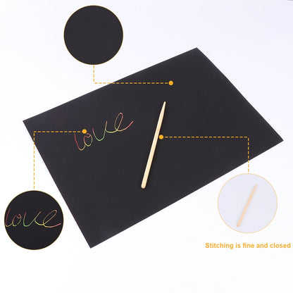 2 Pack of 10pcs Scratch Paper Scratching Drawing Paper Black Scratch Crafts Notes Boards Scratch Supplies 30X21cm Black