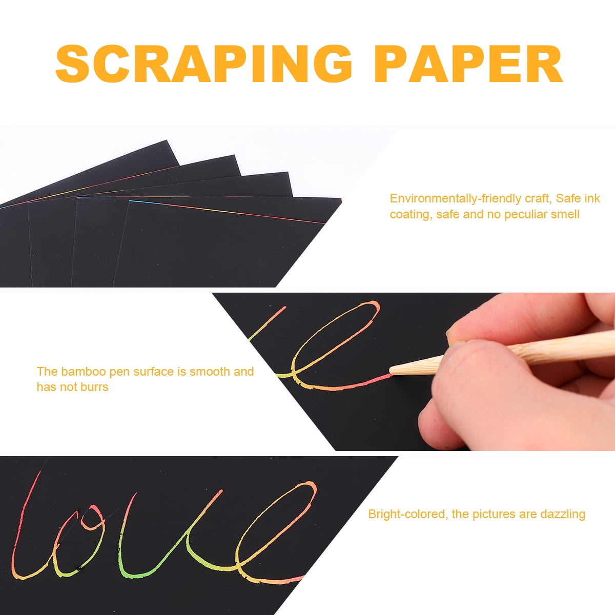 2 Pack of 10pcs Scratch Paper Scratching Drawing Paper Black Scratch Crafts Notes Boards Scratch Supplies 30X21cm Black