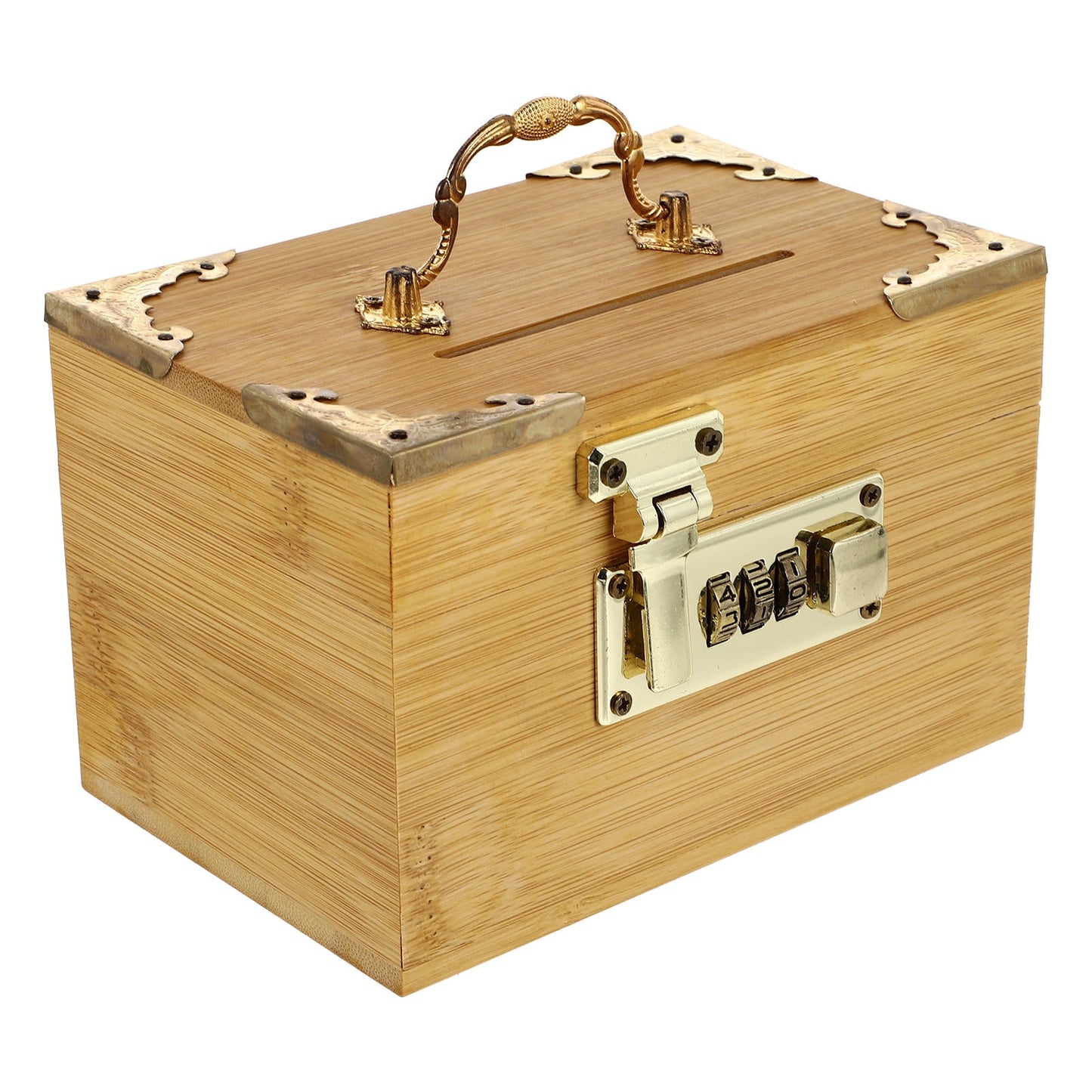 SWETRACE Retro Money-Saving Box With Combination Lock - Scratch- Keepsakes Container 1Pc 11.8x3.9x3.9in