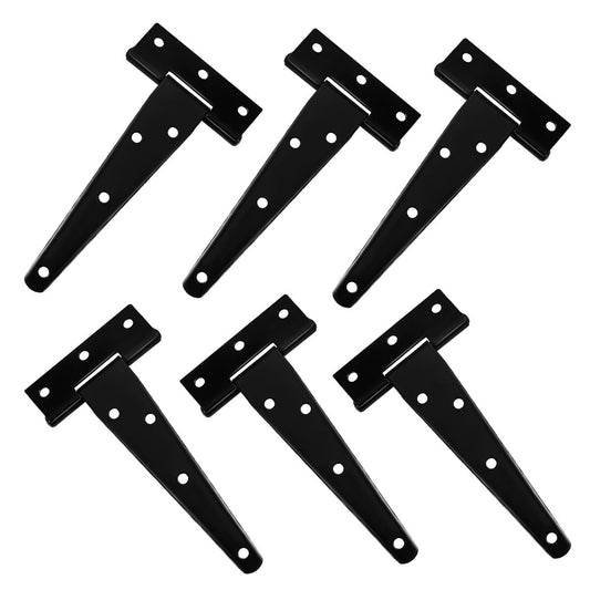 SWETRACE 6Pcs Heavy Duty Gate Hinges in T-Shape Black for Outdoor Projects