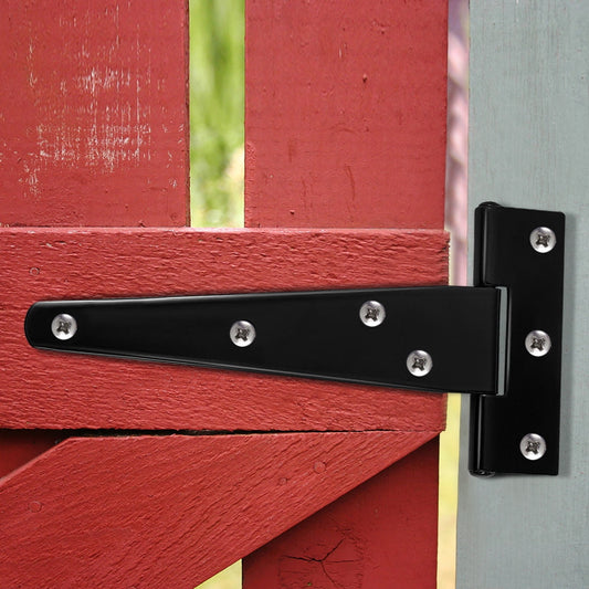 SWETRACE 6Pcs Heavy Duty Gate Hinges in T-Shape Black for Outdoor Projects
