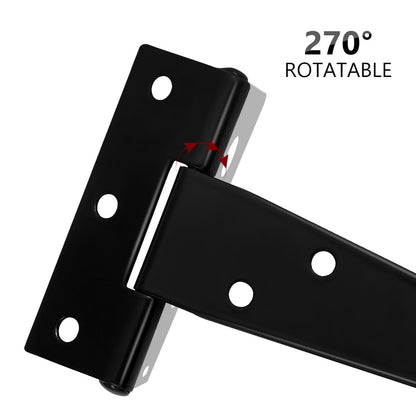 SWETRACE 6Pcs Heavy Duty Gate Hinges in T-Shape Black for Outdoor Projects