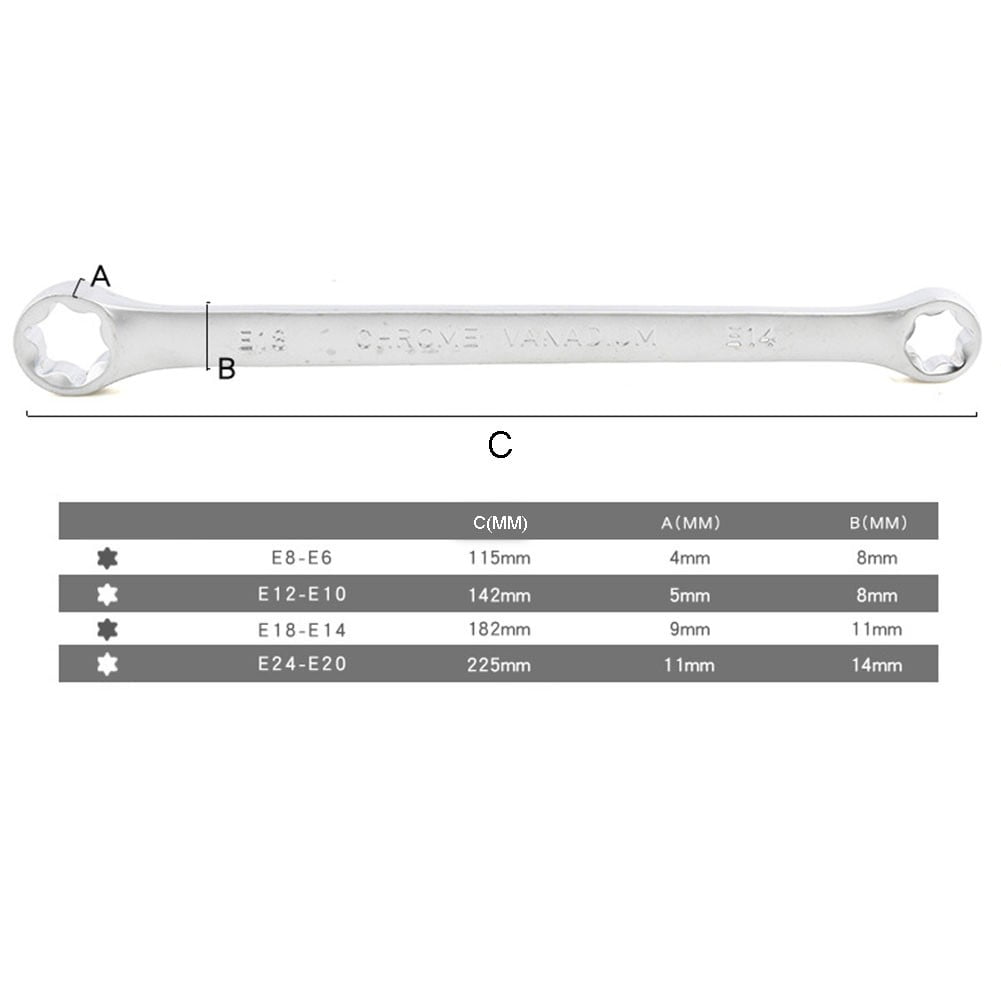 4Pcs Star Double Torx Wrench Spanner E6- E24 E-Type Double-Ended Hexagon