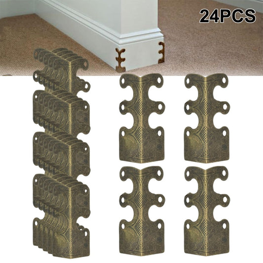 Corner Protectors Vintage Metal Corner Protectors 6 Pcs For Stylish Baseboard Black 12Pcs Smile Home Bronze 24Pcs