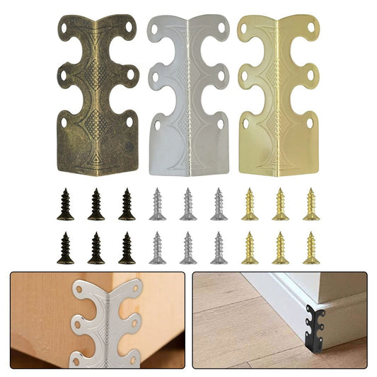 Corner Protectors Vintage Metal Corner Protectors 6 Pcs For Stylish Baseboard Black 12Pcs Smile Home Silver 24Pcs