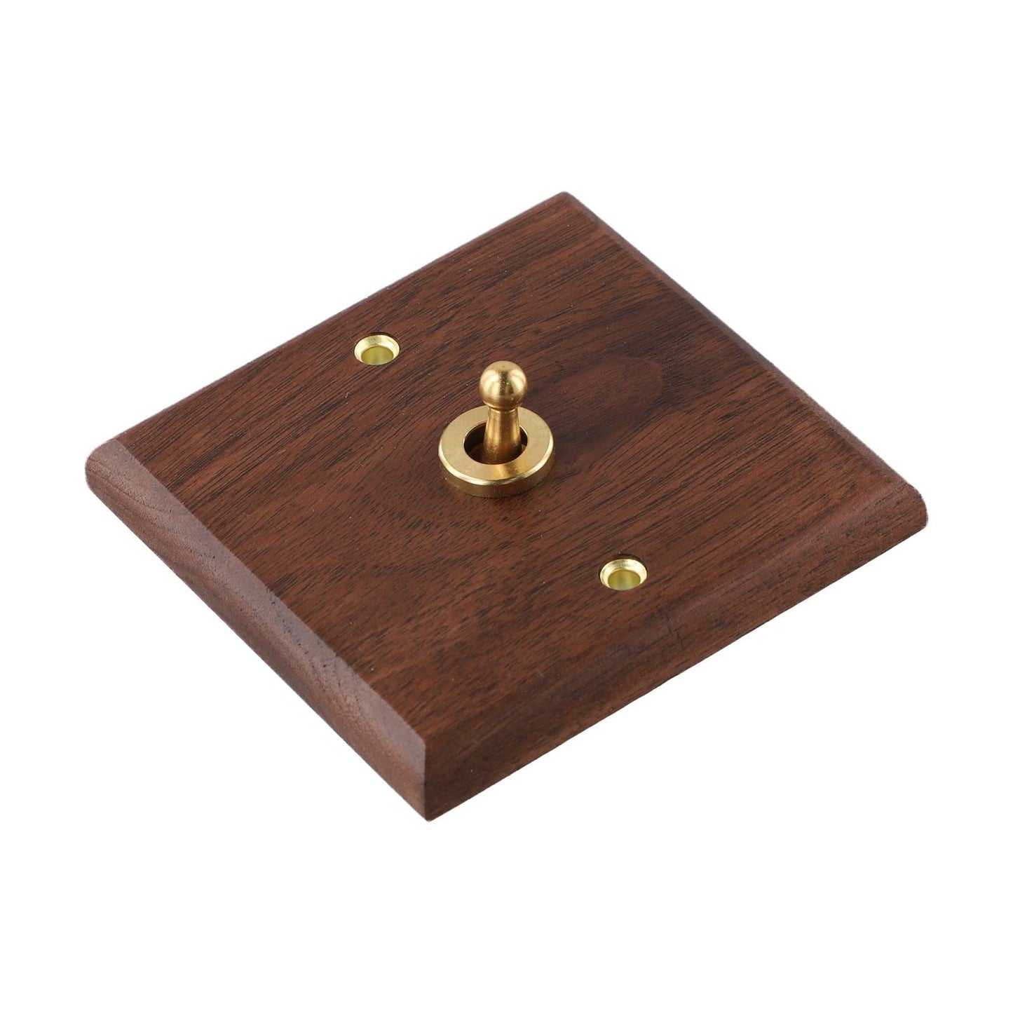 Toggle Light Rocker Switch 1/2 Way Retro Walnut Wood Plate Brass Lever 1 Gang Smile Home 1 Gang