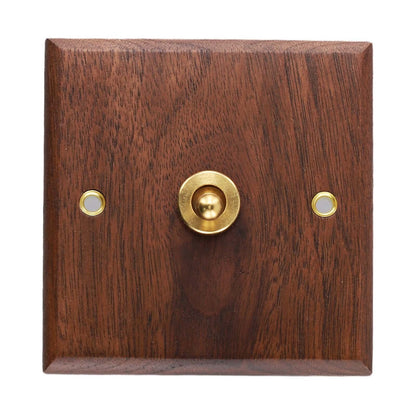 Toggle Light Rocker Switch 1/2 Way Retro Walnut Wood Plate Brass Lever 1 Gang Smile Home 1 Gang