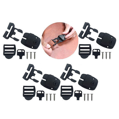 4 Set Spa Cover Latch Replacement Kit With Slots - Includes 4 Latches Tracks Keys & Screws For Hot Tub Cover Repair - Black Plastic