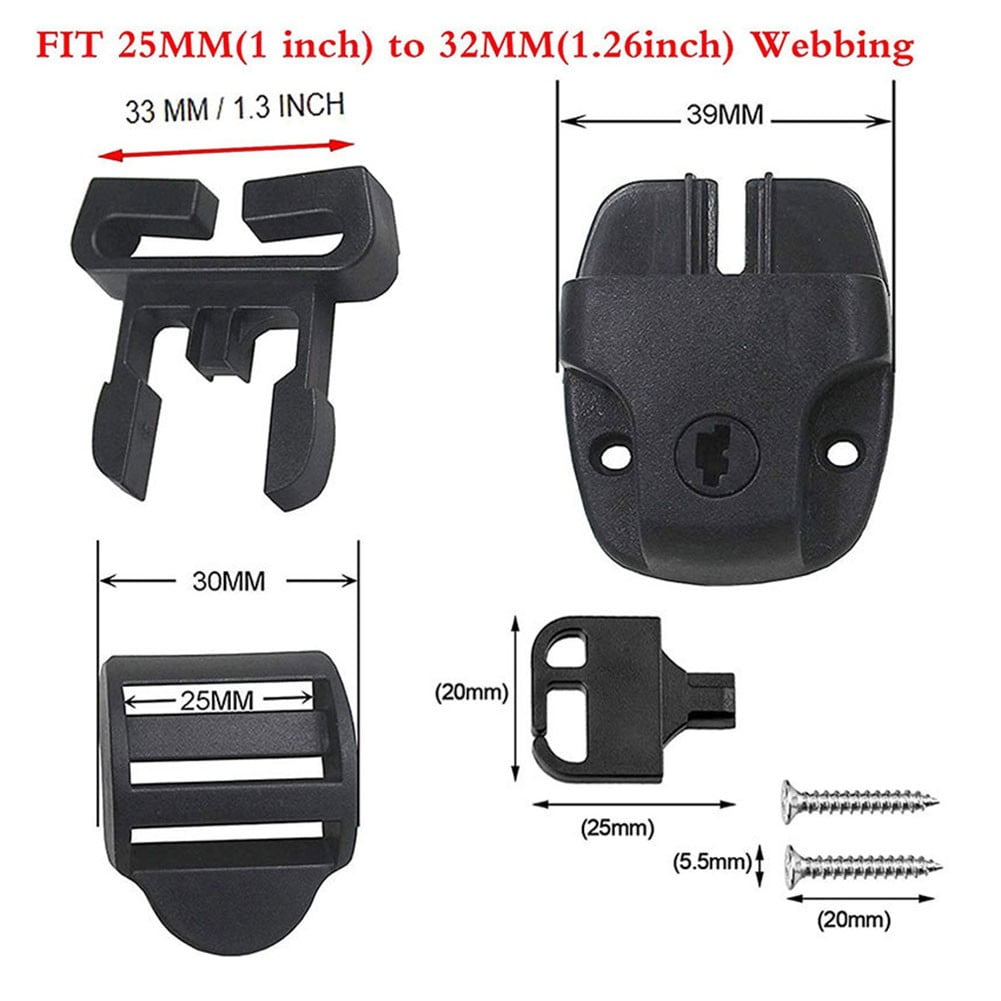 4 Set Spa Cover Latch Replacement Kit With Slots - Includes 4 Latches Tracks Keys & Screws For Hot Tub Cover Repair - Black Plastic