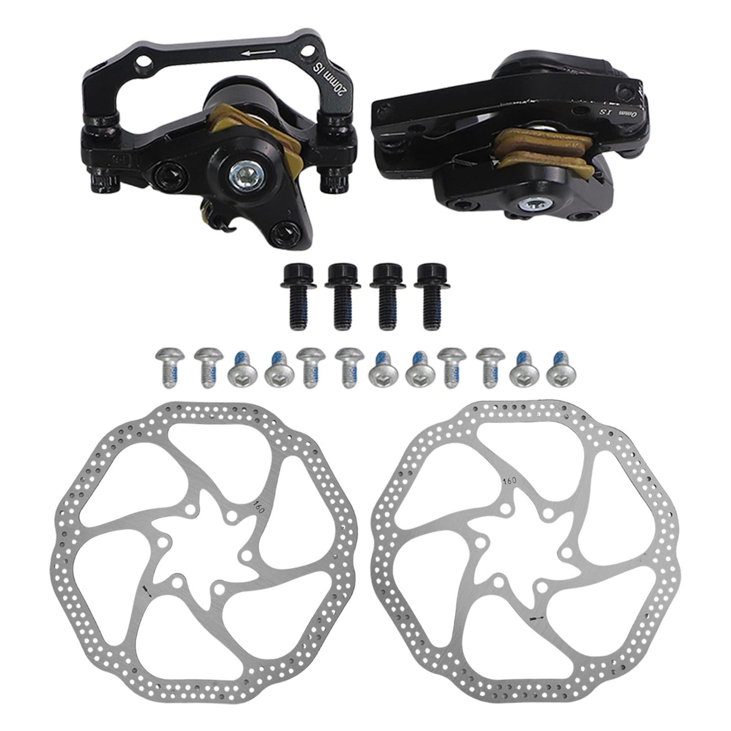 BAMILL 51mm Brake Caliper 160MM Brake System Easy Installation Excellent Heat Dissipation Lightweight Design For Folding Bikes black front+rear+2xdisc black