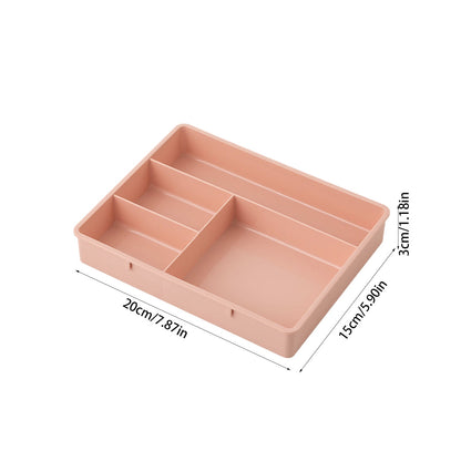 Four Grid Storage Box Plastic Drawer Dividers Flatware Tray Pen Holder Tray Plastic Tray Makeup Tray Plastic Drawers Makeup Vanity Organizer Small Item Pp Office Storage Tray P-ink