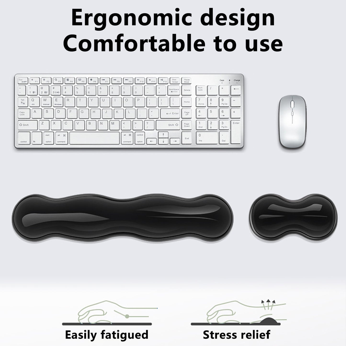 Gel Wrist Rest For Keyboard, Silicone Gel Keyboard and Mouse Wrist Rest Set, Cool Soft Ergonomic Wrist Rest, Relax Your Wrist, for Laptop Computer Office & Home Black