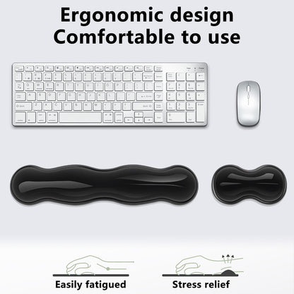 Gel Wrist Rest For Keyboard, Silicone Gel Keyboard and Mouse Wrist Rest Set, Cool Soft Ergonomic Wrist Rest, Relax Your Wrist, for Laptop Computer Office & Home Black