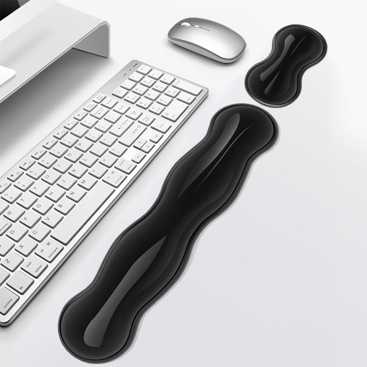 Gel Wrist Rest For Keyboard, Silicone Gel Keyboard and Mouse Wrist Rest Set, Cool Soft Ergonomic Wrist Rest, Relax Your Wrist, for Laptop Computer Office & Home Black