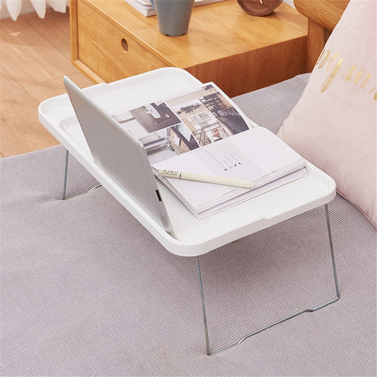 Foldable Lap Desks Laptop Tray for Bed or Couch,Portable Breakfast Serving Tray with Folding Legs, Vuyungers Lightweight Mini Lazy Small Table, Laptop Stand for Working, Reading and Writing White