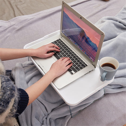 Foldable Lap Desks Laptop Tray for Bed or Couch,Portable Breakfast Serving Tray with Folding Legs, Vuyungers Lightweight Mini Lazy Small Table, Laptop Stand for Working, Reading and Writing White