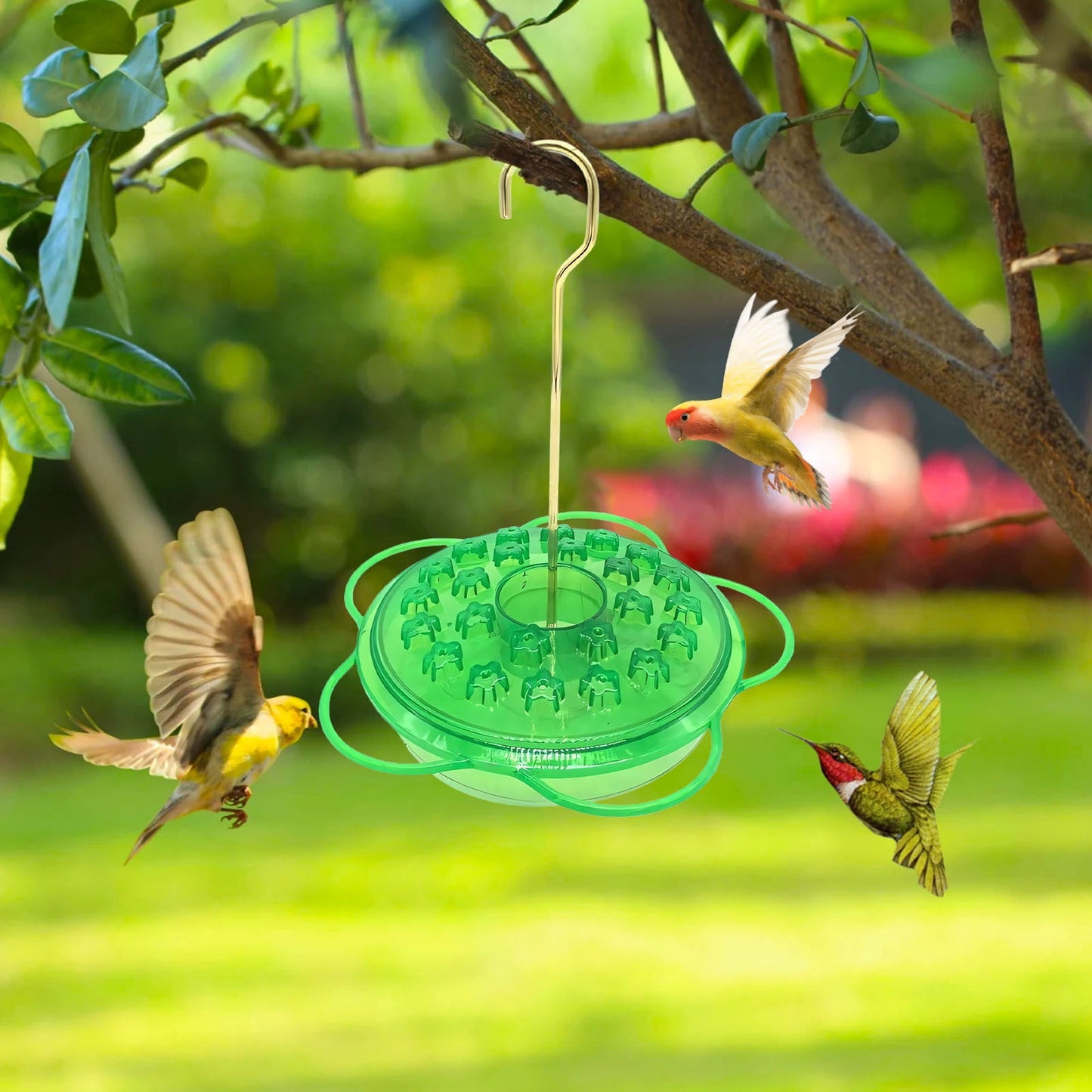 Hummingbird Feeder, Ant and Bee Proof, Feeders for Outdoors Hanging, Easy to Clean and Refill, Hanging Flower Shaped Hooked Hummingbird Feeder Flower Shaped Bird Feeder Red