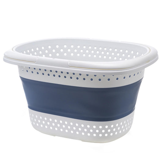 Collapsible Laundry Basket, Collapsible Laundry Basket with Handles, Foldable Laundry Basket Plastc,Pop Up Tall Storage Container/Organizer/Clothes Hamper for Laundry, 12.8x16.73x11.02 12.8" x 16.73" x 11.02" Blue
