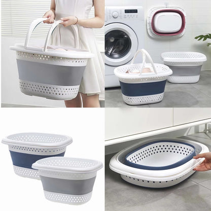 Collapsible Laundry Basket, Collapsible Laundry Basket with Handles, Foldable Laundry Basket Plastc,Pop Up Tall Storage Container/Organizer/Clothes Hamper for Laundry, 12.8x16.73x11.02 12.8" x 16.73" x 11.02" Blue