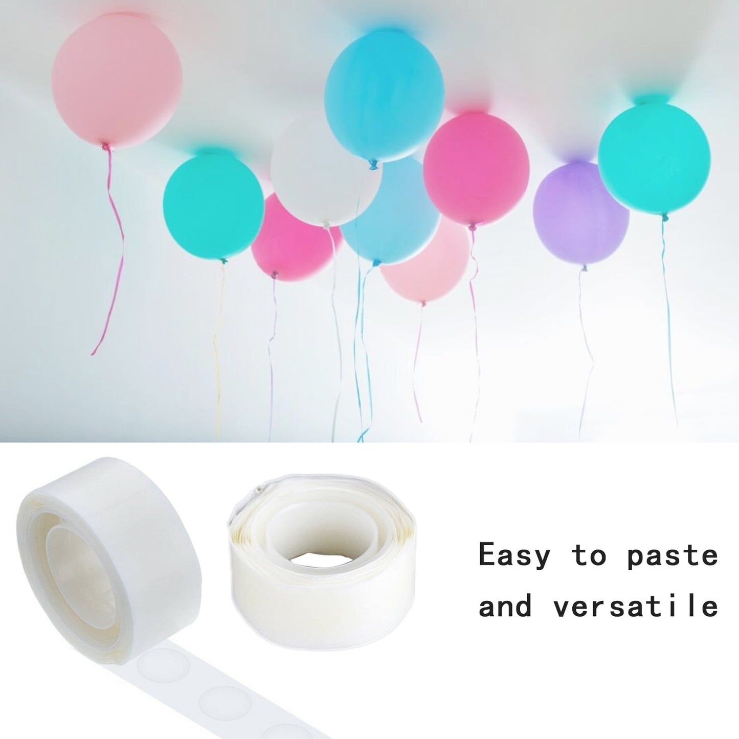 Glue Point, 1000 Pcs Clear Balloon Glue, Removable Adhesive Dots, Double Sided Dots of Glue Tape for Balloons, Craft Glue Points Dots Sticky Dots or Wedding Decoration, 10 Roll, 2Inches 2" White*10 Roll