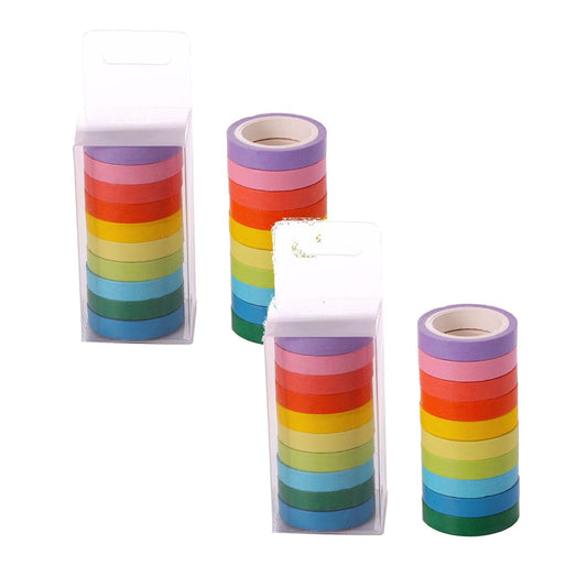 10 Rolls Washi Tape Set Colored Masking Tape Pack Decorative Thin Tapes Children and Gifts Warpping (10MM), 0.93Inches 0.93" Pink