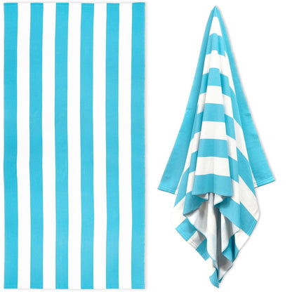 Large Oversized Beach Towel - Big Size Cotton 35 x 70 Inch Striped Pool Towel, Large Cabana Soft Swimming Towel for Adult Men Women, (Light Blue) 35" x 70" Light Blue