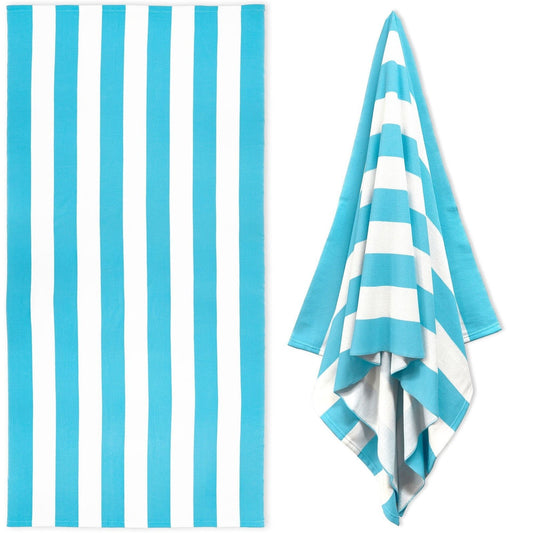 Large Oversized Beach Towel - Big Size Cotton 35 x 70 Inch Striped Pool Towel, Large Cabana Soft Swimming Towel for Adult Men Women, (Light Blue) 35" x 70" Light Blue