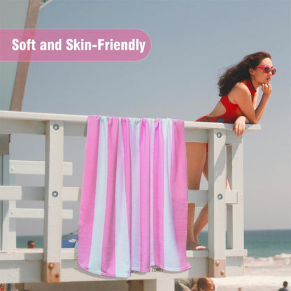 Large Oversized Beach Towel - Big Size Cotton 35 x 70 Inch Striped Pool Towel, Large Cabana Soft Swimming Towel for Adult Men Women, (Light Blue) 35" x 70" Yellow