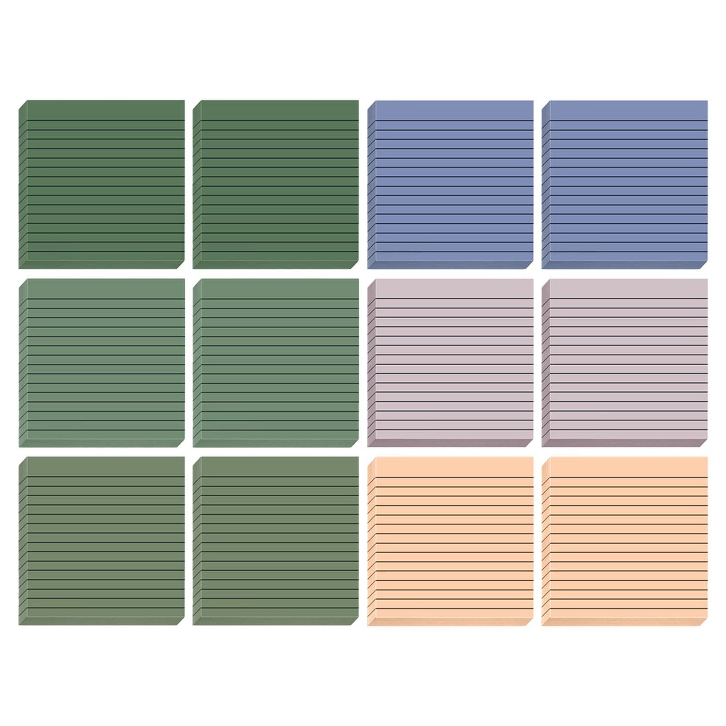 Lined Sticky Notes 3x3 Inches, Light Purple Black Ruled Self-Stick Pads, Easy to Post for Home, Office, Notebook, 1 Pack (30 Sheets/Pad) 3" x 3" Green3