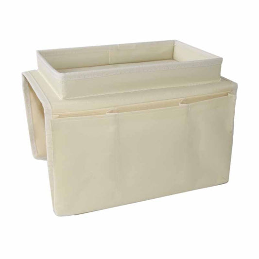 Sofa Armrest Organizer with Cup Holder - TV Remote Holder for Recliner & Couch | Armchair Caddy with Storage Pockets | Holds Cellphone, Tablet, Books, Magazines & Drinks Side Storage Bag(Black) Beige