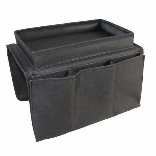 Sofa Armrest Organizer with Cup Holder - TV Remote Holder for Recliner & Couch | Armchair Caddy with Storage Pockets | Holds Cellphone, Tablet, Books, Magazines & Drinks Side Storage Bag(Black) Black