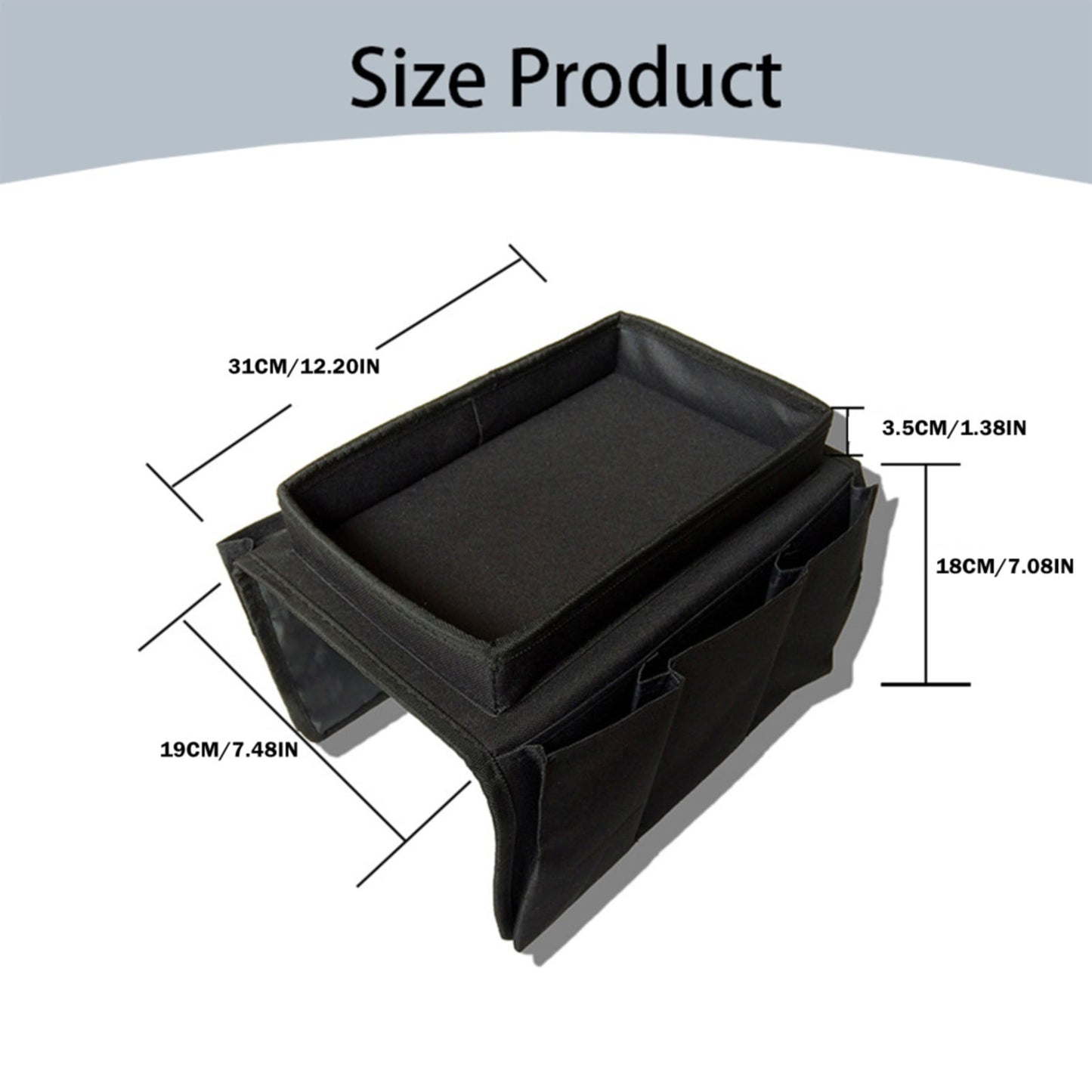 Sofa Armrest Organizer with Cup Holder - TV Remote Holder for Recliner & Couch | Armchair Caddy with Storage Pockets | Holds Cellphone, Tablet, Books, Magazines & Drinks Side Storage Bag(Black) Black