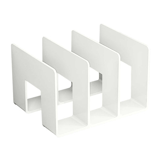 Desk File Sorter, Vertical Desktop File Folder Organizer, 3 Section Plastic Book Holder, Adjustable Shelf Dividers Closet Purse Handbag Mail Binder Organizer Magazine Rack Stand Bookshelf (White) 9.61" x 5.28" x 5.12" Purple