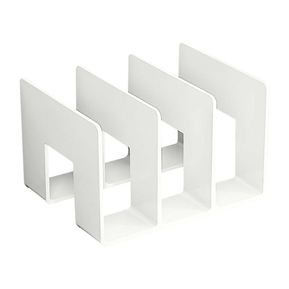 Desk File Sorter, Vertical Desktop File Folder Organizer, 3 Section Plastic Book Holder, Adjustable Shelf Dividers Closet Purse Handbag Mail Binder Organizer Magazine Rack Stand Bookshelf (White) 9.61" x 5.28" x 5.12" White