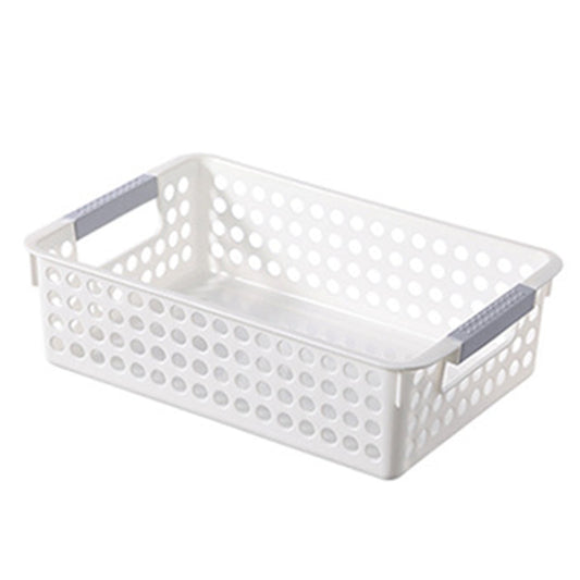 A4 Paper Trays with Grip Handles, 10.43x6.77x2.87"Heavy Duty Book Baskets for Library, Drawers, Office, Home, Desk, Turn in Trays, Plastic Storage Baskets (White/1 Pcs) 10.43" x 6.77" x 2.87" White